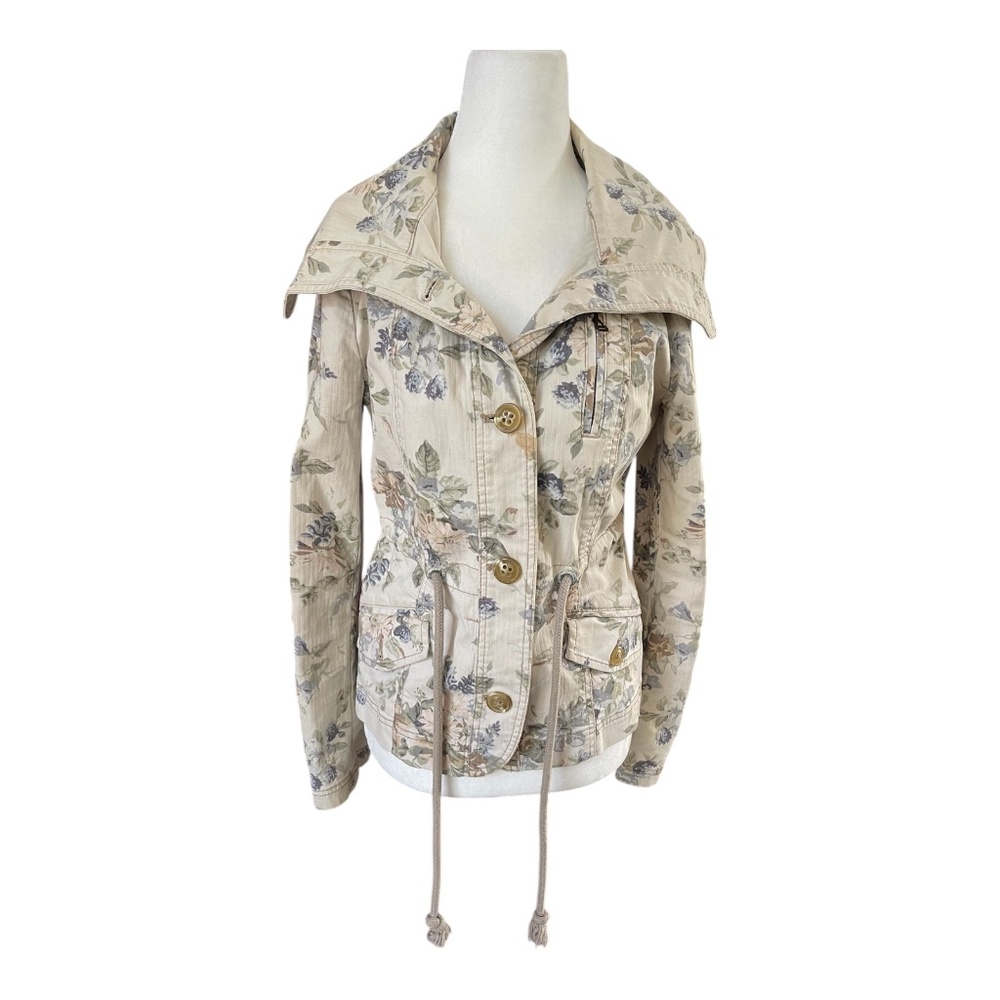 Anthropologie Daughters of the Liberation Floral Utility Jacket Size 2 Beige